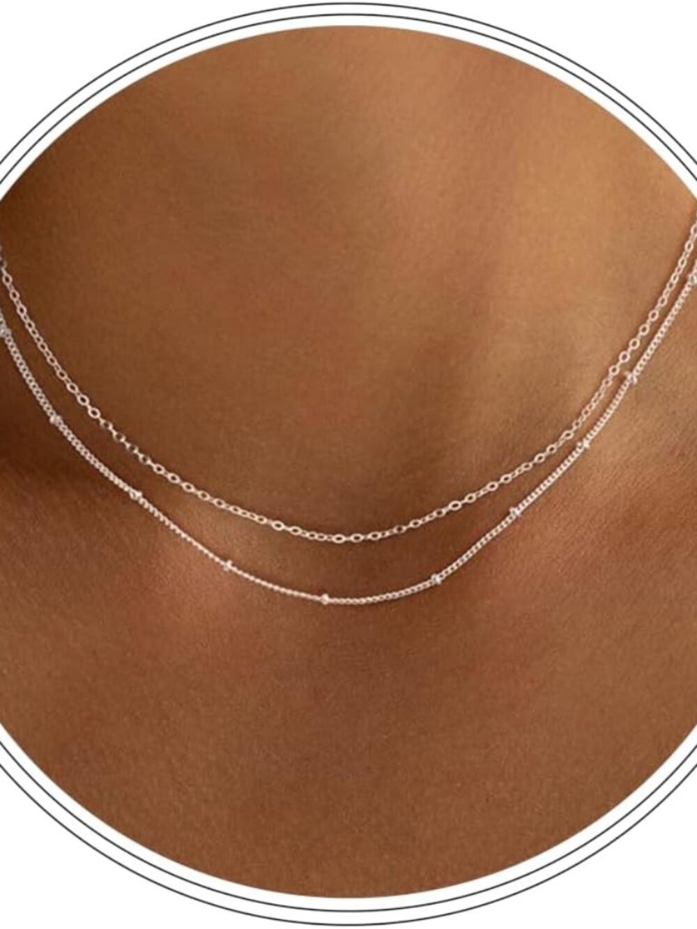 Silver Paperclip Chain Necklace for Women,Dainty Sterling Silver Choker Necklace